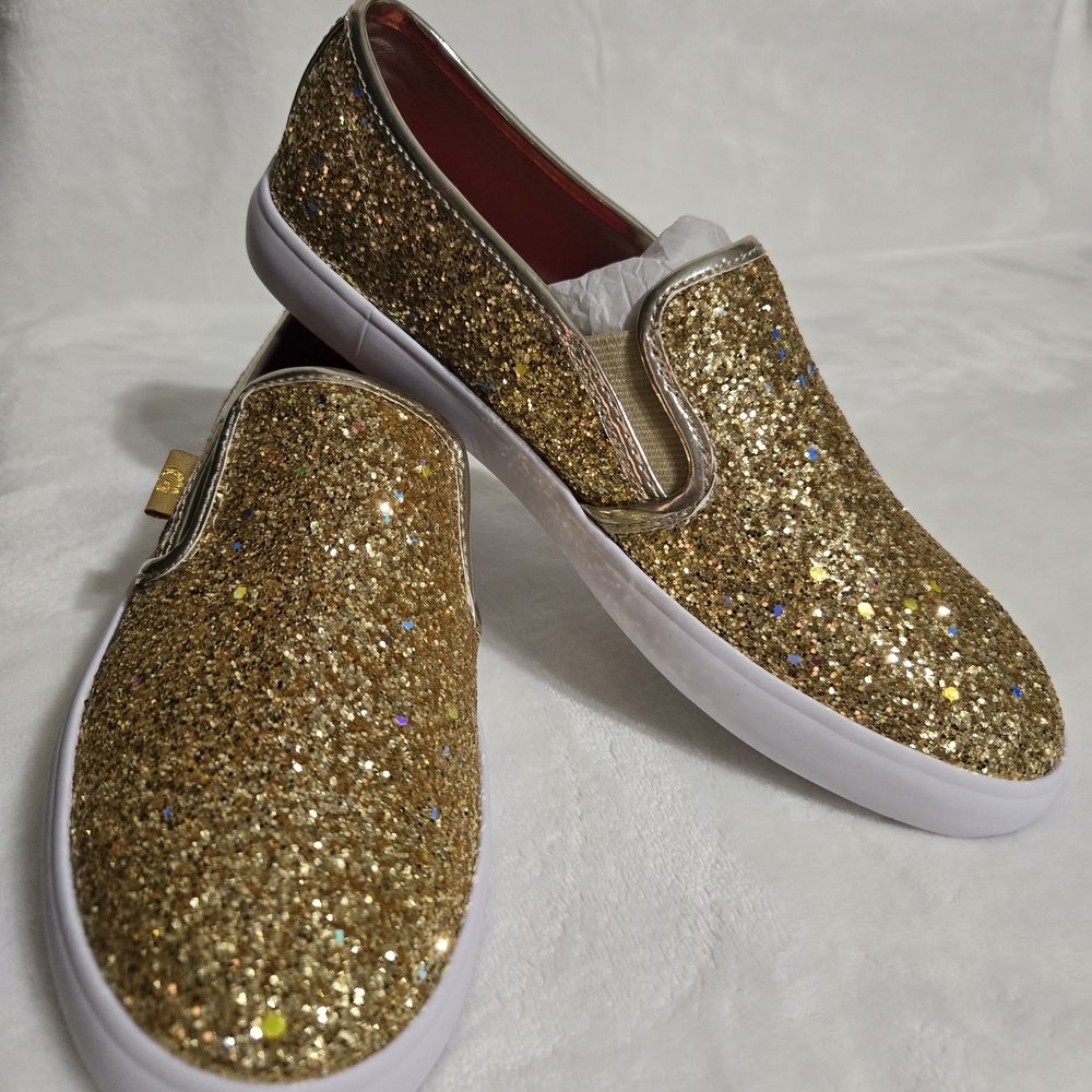 G By Guess Gold Glitter Slip-On Sneakers